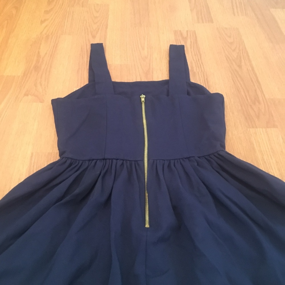 Aqua Tank Dress Pleated Exposed Zipper - Picture 4 of 5